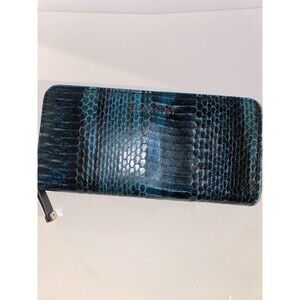 Calvin Klein Blue Python Snake Skin Women’s Zip Around Wallet